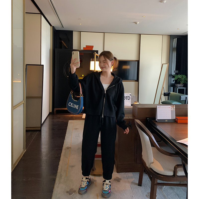 NAZ那子大码2023春季新款卫衣运动裤两件套胖mm复古宽松休闲套装_虎窝淘