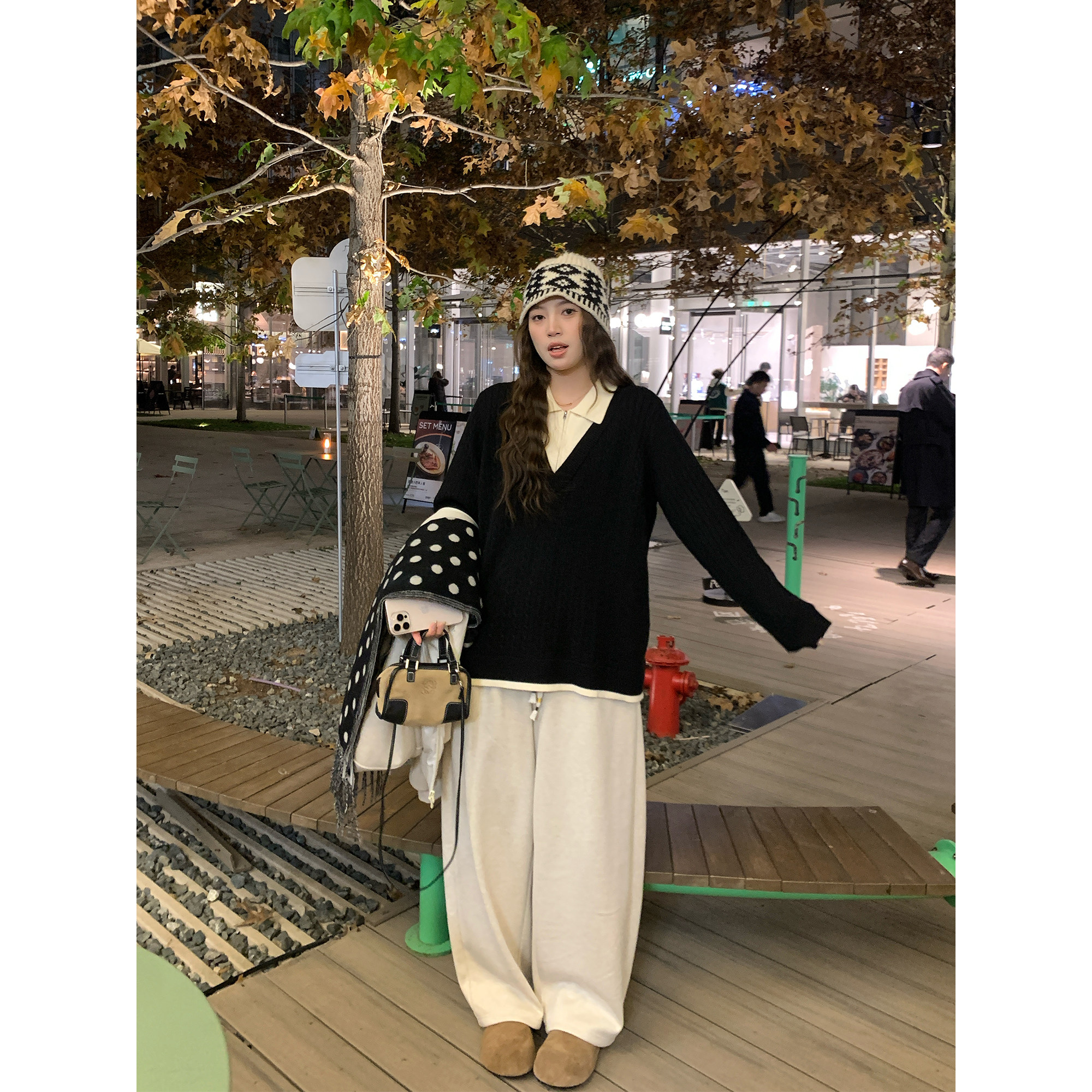 NAZ那子大码冬季安迪绒双领麻花衫POLO领假两件胖mm洋气女针织衫,淘宝优惠券,粉丝福利购,淘宝优惠卷