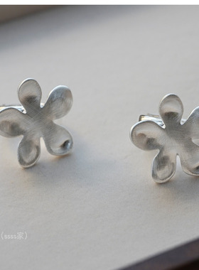 日韩重工拉丝银色大花朵戒指