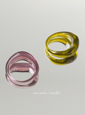 韩小众戒指ins树脂日系