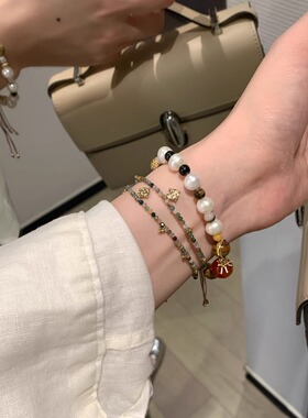 天然碧玺S925银镀金彩色叠戴颈链