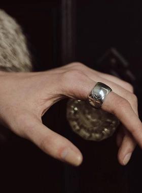 复古菱格纹开口百搭戒指