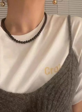 韩国东大门同款黑玛瑙项链