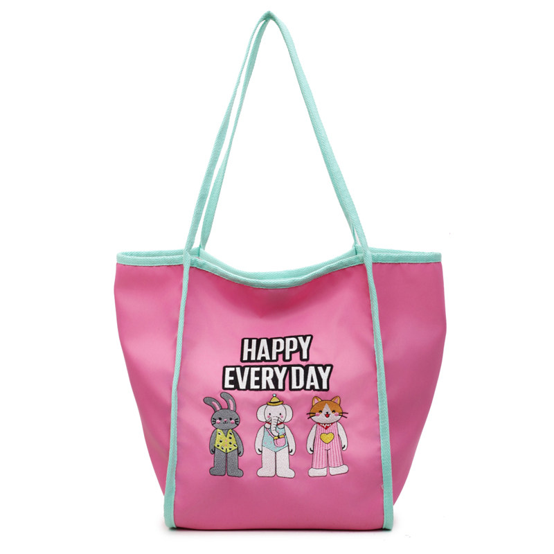 可爱卡通刺绣托特包女2025新款大学生上课单肩腋下包大容量购物袋,淘宝优惠券,粉丝福利购,淘宝优惠卷