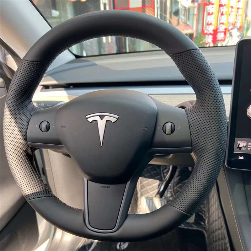 2023款特斯拉Model3焕新版专用手缝方向盘套 model Y全包把套改装