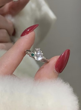 小冰葫芦！天然水沫玉纯银戒指