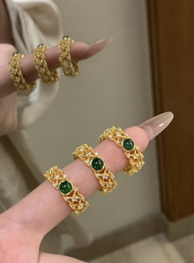 花丝翠韵！天然阳绿翡翠戒指