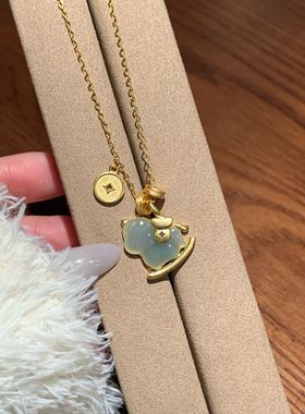 「金马玉堂」天然和田玉小马项链女款s925银镀金轻奢小众送礼闺蜜