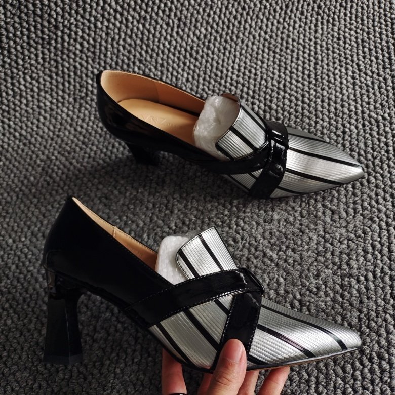 品牌撤柜断码新款真皮女鞋尖头欧美风粗高跟一脚蹬深口单鞋牛皮款,淘宝优惠券,粉丝福利购,淘宝优惠卷