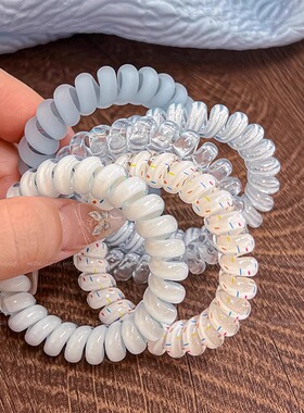 蓝色系电话线发圈女高弹力扎发