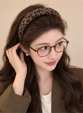 摩亚杰卡旗舰店韩系豹纹宽边发箍