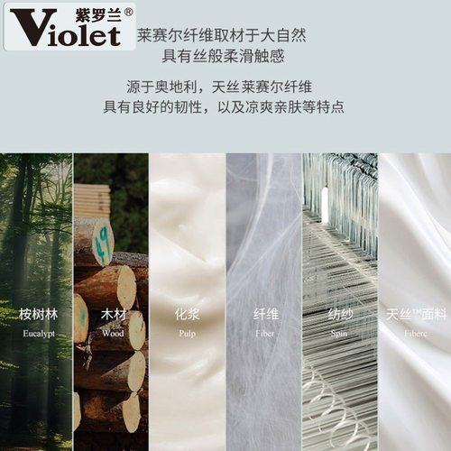 紫罗兰60S天丝莱赛尔纯色单枕套夏季丝滑亲肤枕头套枕芯套一对装 - 图3