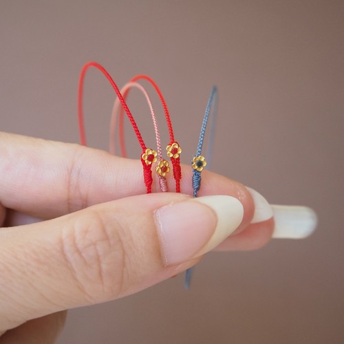 本命年红绳手链小花手绳男女情侣饰品礼物百搭简洁洋气细可调节 - 图0