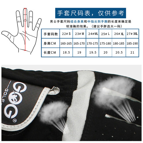 正品GOG高尔夫球手套男 耐磨透气左右手双手高尔夫手套布开车骑行 - 图2