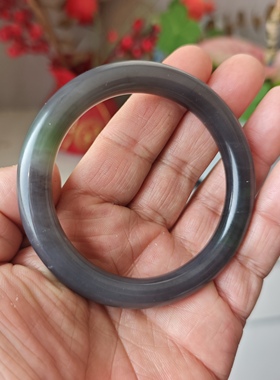 天然和田玉手镯烟紫带翠手镯圆条一物一图56圈放漏正品礼品