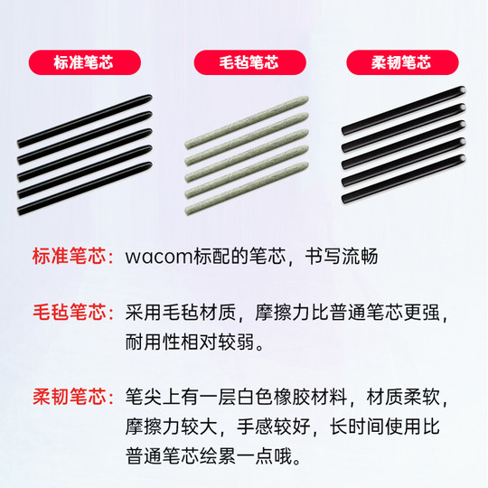 Wacom笔芯数位板CTL672 472 6100 671影拓651 660手绘板毛毡笔尖