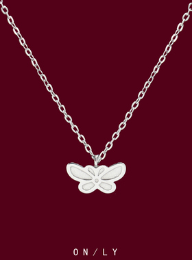 冲压小蝴蝶项链银色简约小众设计百搭短款锁骨链女高级感颈链礼物