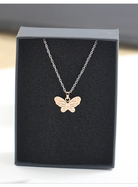 玫瑰金色蝴蝶项链女生轻奢小众精致高级感锁骨链颈链日常百搭配饰