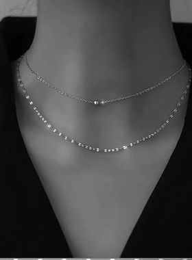 转运珠小圆珠金豆项链女简约短款简单choker锁骨链双层叠戴颈链女
