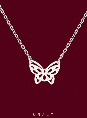 镂空蝴蝶项链女款2026新款锁骨链高级感轻奢小众颈链配饰毛衣链潮