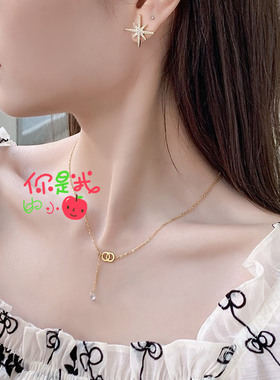 甜酷锁骨链双O八字锆石项链2026新款小众设计感高级颈链女不掉色