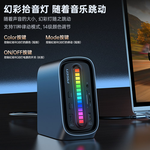 品胜拾音桌面拓展坞typec转双HDMI扩展DP多屏显示投屏转换USB3.2分线器千兆网口转接m2硬盘盒适用mac雷电4 wh - 图0