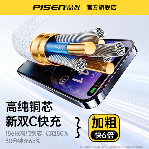 品胜适用苹果17充电线Air16ProMax充电器线iPhone15plus快充usb-c双typec数据线iPad平板ctoc手机笔记本正品 - 图0