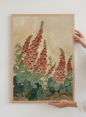 复古红吉祥如意花卉画芯定制