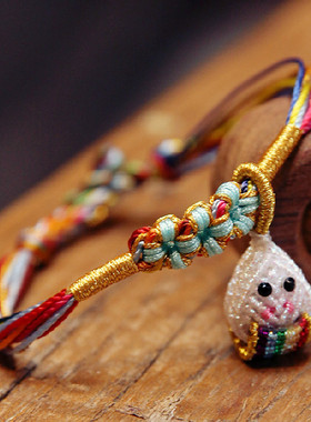 端午五彩绳手链粽子桃花手工编织