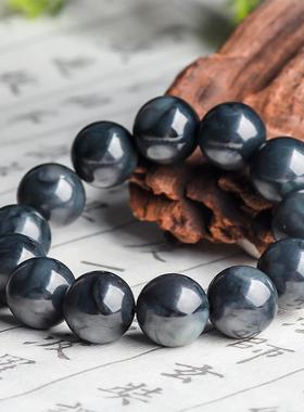 天然A货翡翠墨玉手链16mm