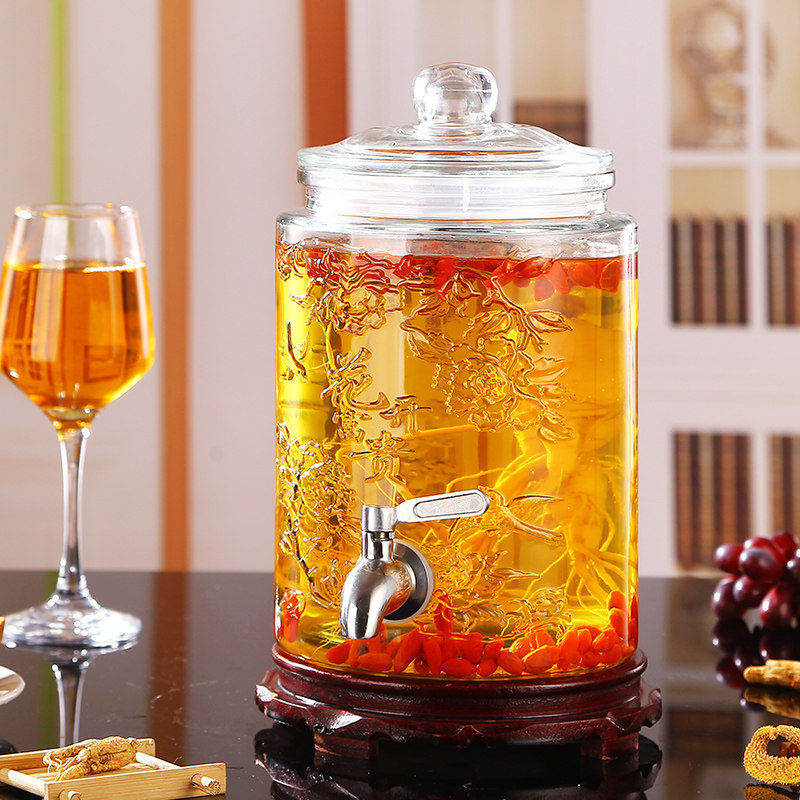 Thickened glass wine barrel soaking wine bottle medicinal wine jar 10 glasses