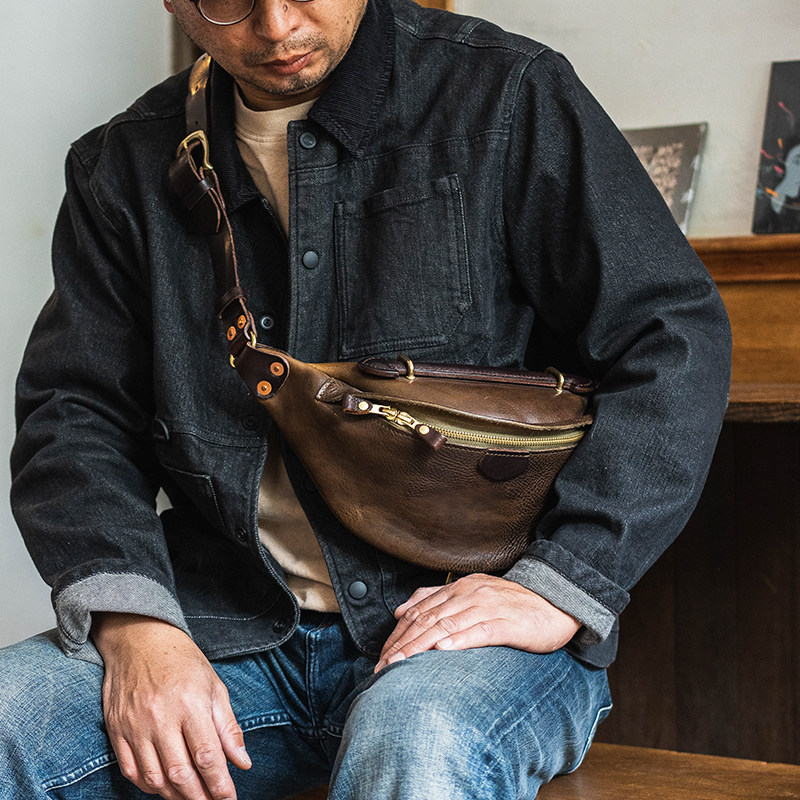 牛爷！阿美咔叽重工单肩包男复古街头机车腰胸包大容量真皮斜跨包,淘宝优惠券,粉丝福利购,淘宝优惠卷