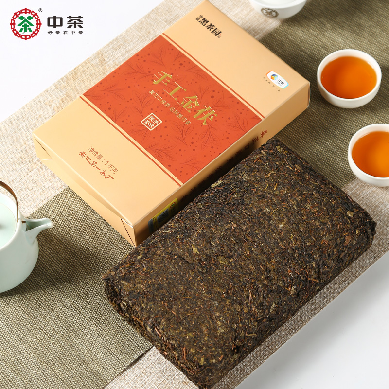 中茶湖南安化黑茶金花茯砖手工金茯1kg*5片中粮茶叶茯茶手筑茯茶 - 图2