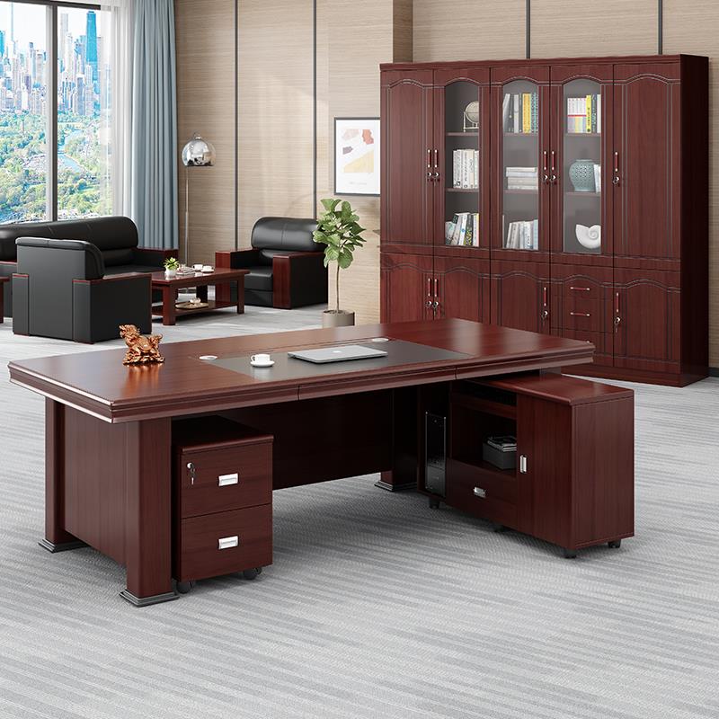 1.6米办公桌椅简约现代大班台老板桌子组合弧边1.8办公室家具直边