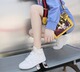 Cao để giúp giày trắng nhỏ nữ 2019 đầu thu mới móc móc mới có cùng độ dày tăng màu da phù hợp với giày thoáng khí - Giày cao gót shop giày thể thao nữ Giày cao gót