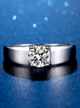 纯银男士戒指莫桑石时尚