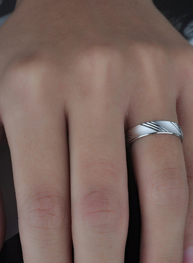 925纯银戒指男士磨砂韩版霸气