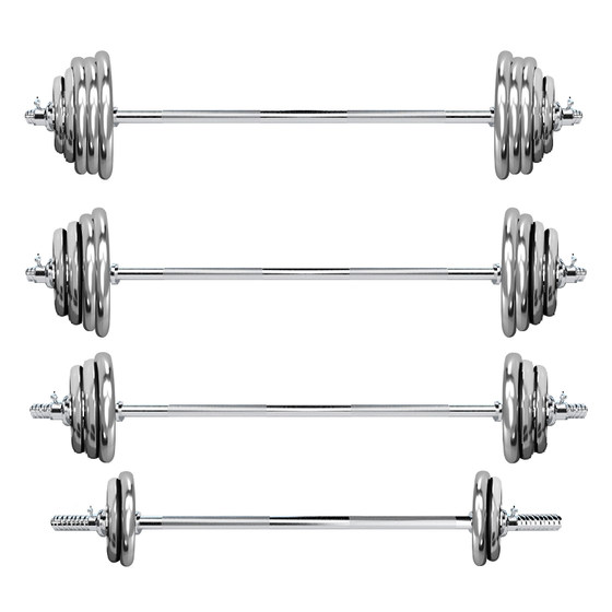 Professional grade complete electroplated home barbell set