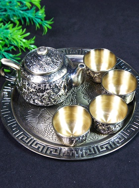 金属马到成功茶具套装家用复古高档功夫茶壶茶杯茶盘送朋友礼品