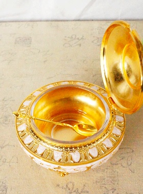 金属工艺品电镀上釉色家居装饰品摆件郁金香家用餐厅糖蛊汤碗糖盆