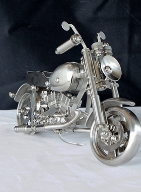 耀莎不锈钢可旋转摩托车机车摆件