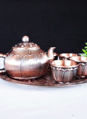 耀莎锌合金莲花茶具套装装饰品