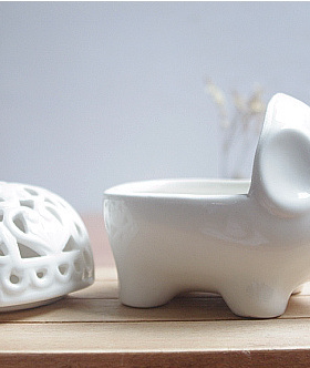 星辰艺瓷 陶瓷 家居摆设创意镂空小象(可放洗碗海绵肥皂) 批发