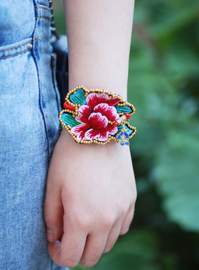 非遗套绣松桃手镯手链空谷守艺