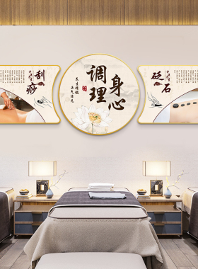 古法养生馆装饰中医养生馆推拿艾灸挂画经络头疗宣传墙壁画理疗馆