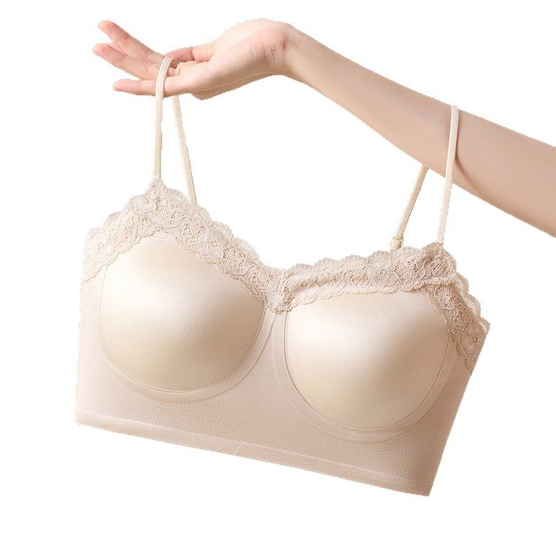 新款无痕缎面蕾丝美背吊带内衣女细肩带内搭小胸聚拢舒适背心文胸,淘宝优惠券,粉丝福利购,淘宝优惠卷