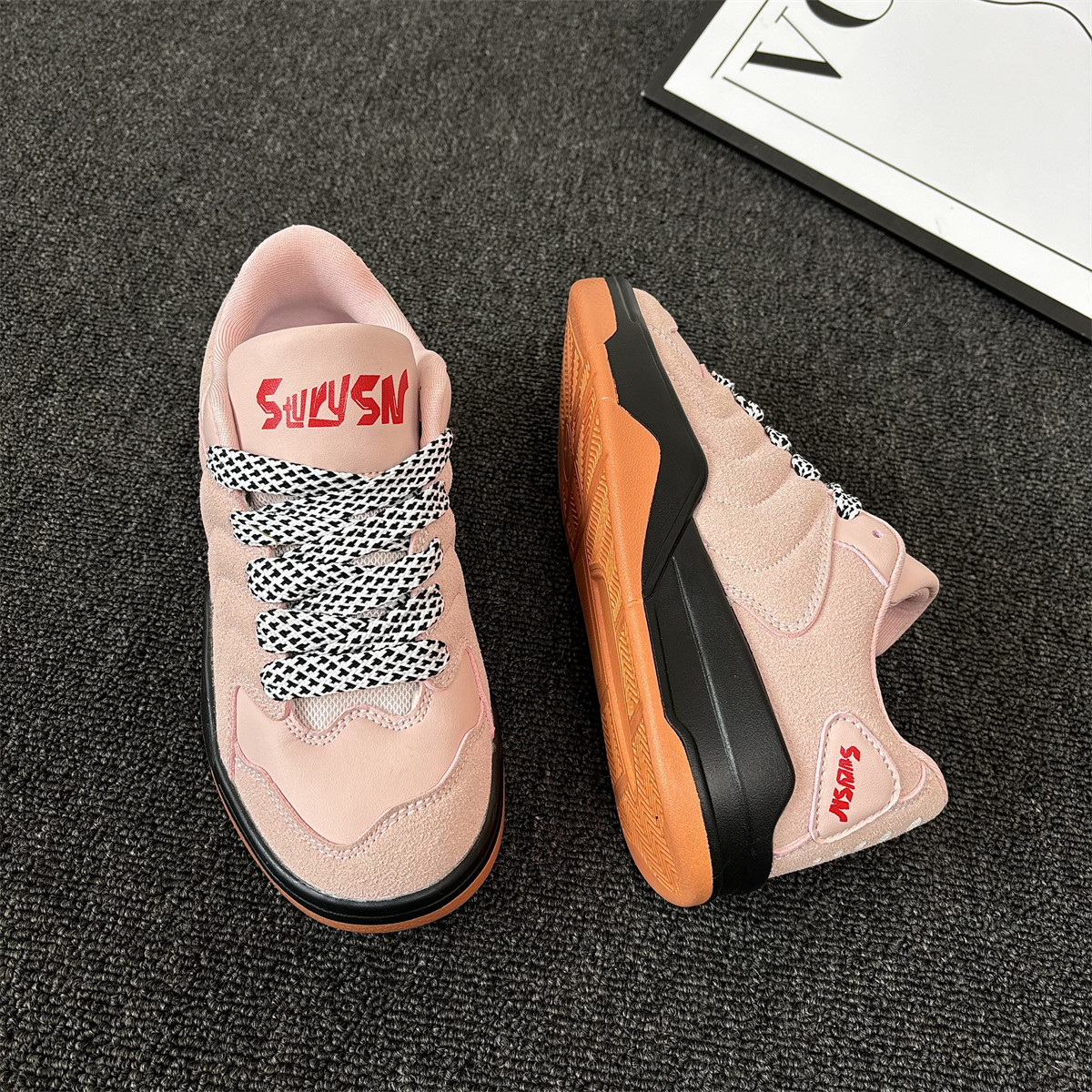 复古小众粉色厚底运动鞋女ins潮百搭学生休闲跑步鞋2025冬季新款,淘宝优惠券,粉丝福利购,淘宝优惠卷