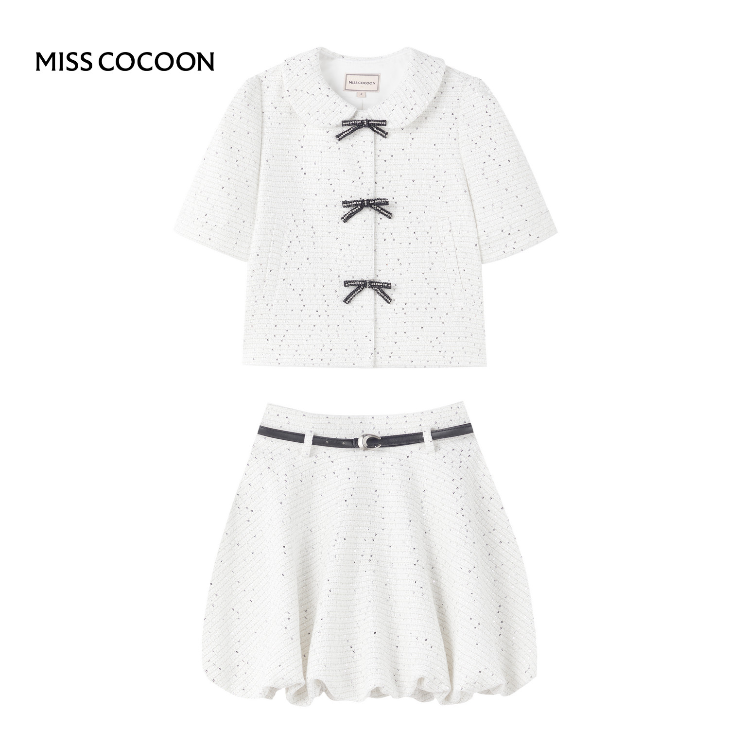 钟雅婷同款COCOON可可尼减龄半裙套装女2025秋季新款小香风短外套,淘宝优惠券,粉丝福利购,淘宝优惠卷