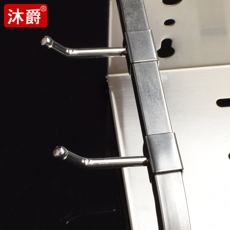 厨房不锈钢锅铲卡勾置物架配件方管挂钩1cm 刀架管座钻板架小卡勾 - 图1
