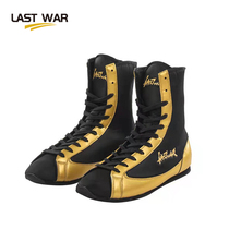 LAST WAR Black Gold Boxing Shoes High Helps Mens Training Shoes Battled Shoes Professional Tie Rope Gels Match Loose shoes